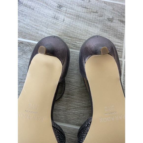 Paradox London Nora Pewter Silver Peep Toe Pumps Glitter 9W EU 40W Comfort - Picture 7 of 7